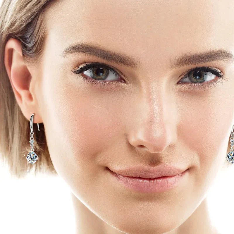 Earrings Moissanite in Gold-Plated Sterling Silver, 2 Carats