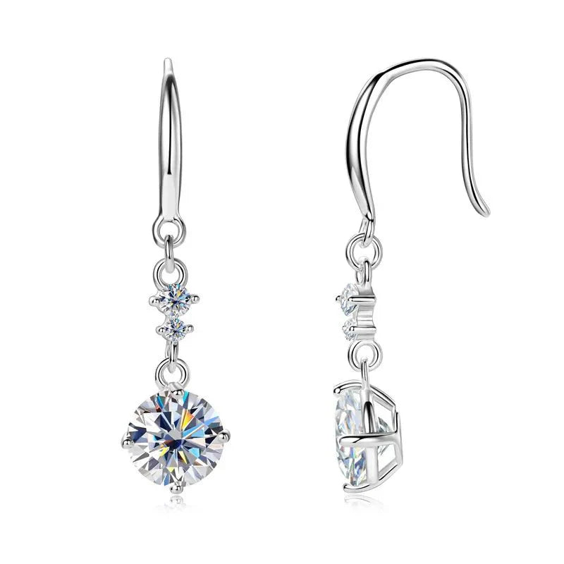 Earrings Moissanite in Gold-Plated Sterling Silver, 2 Carats