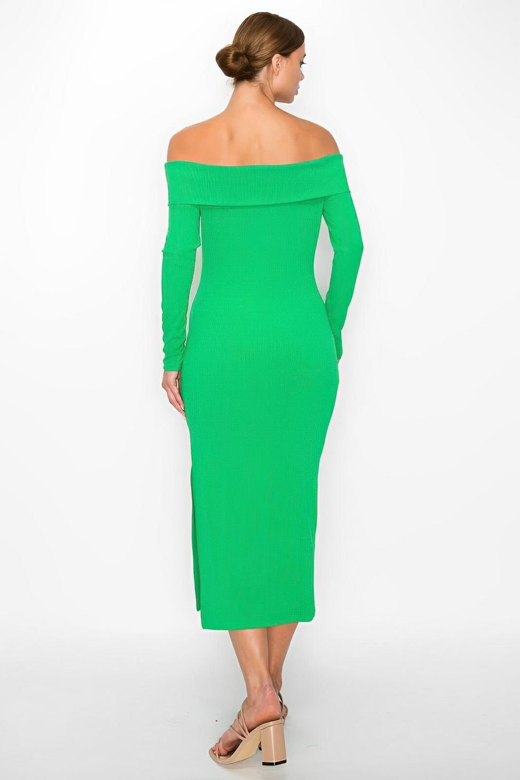 Midi Dress Off-shoulder Rib