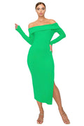 Midi Dress Off-shoulder Rib