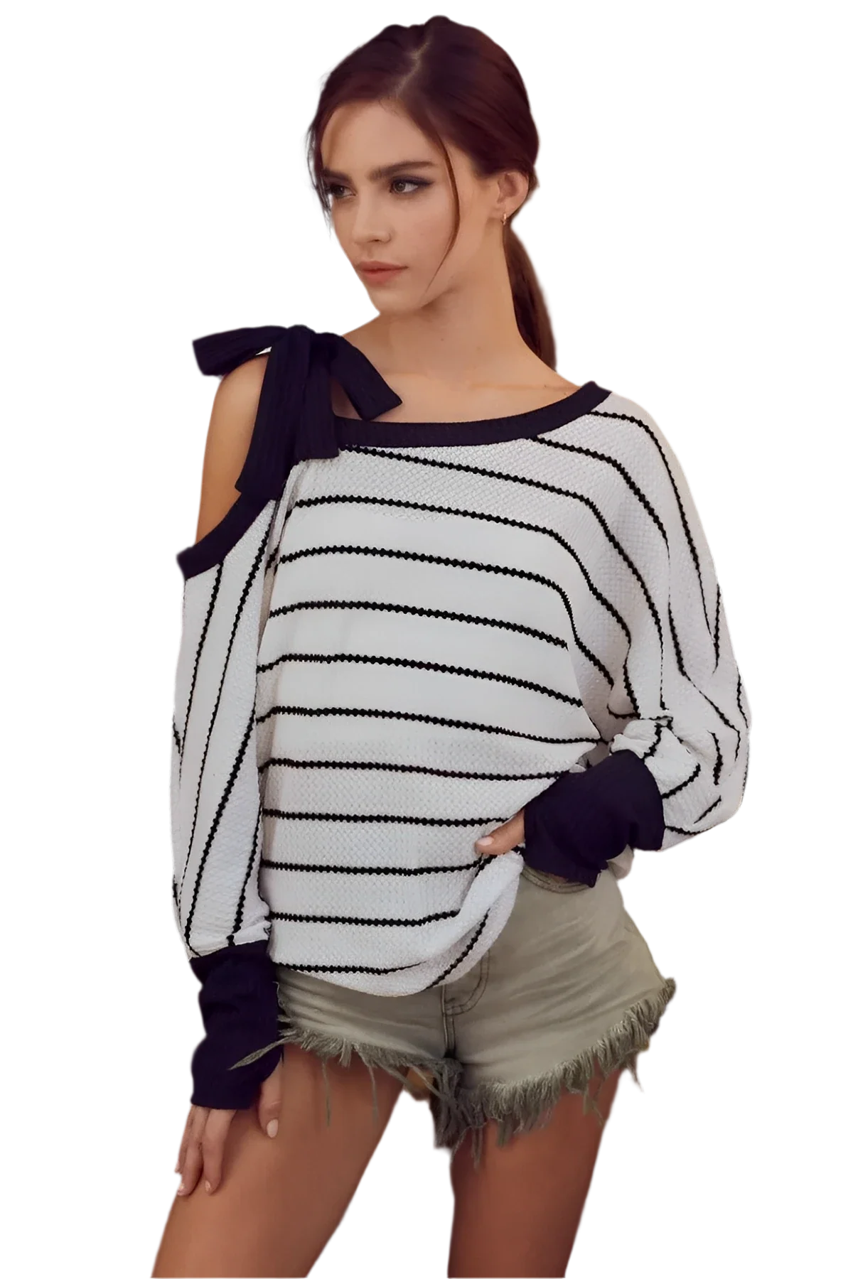 Top One-Shoulder Waffle Textured Ribbon for Everyday Style