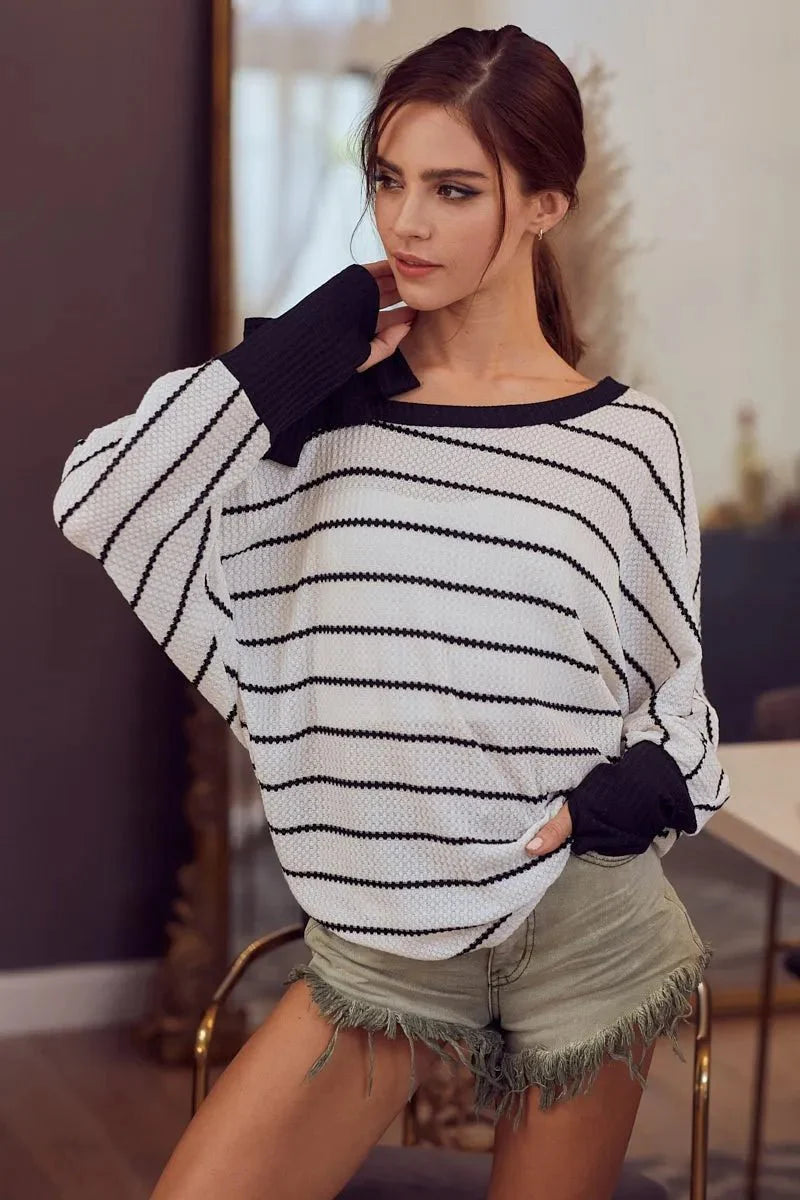 Top One-Shoulder Waffle Textured Ribbon for Everyday Style