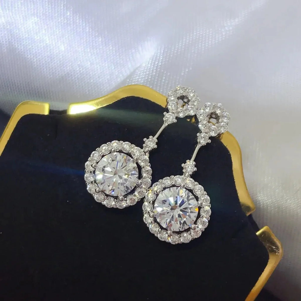 Earrings Platinum Moissanite 4ct Sterling Silver Pair