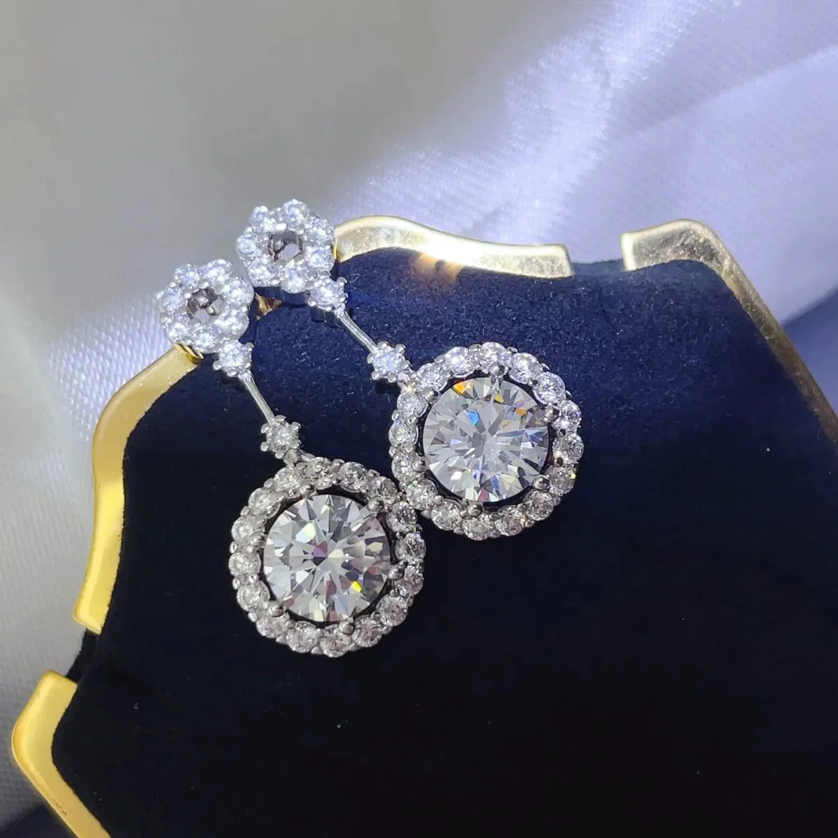 Earrings Platinum Moissanite 4ct Sterling Silver Pair