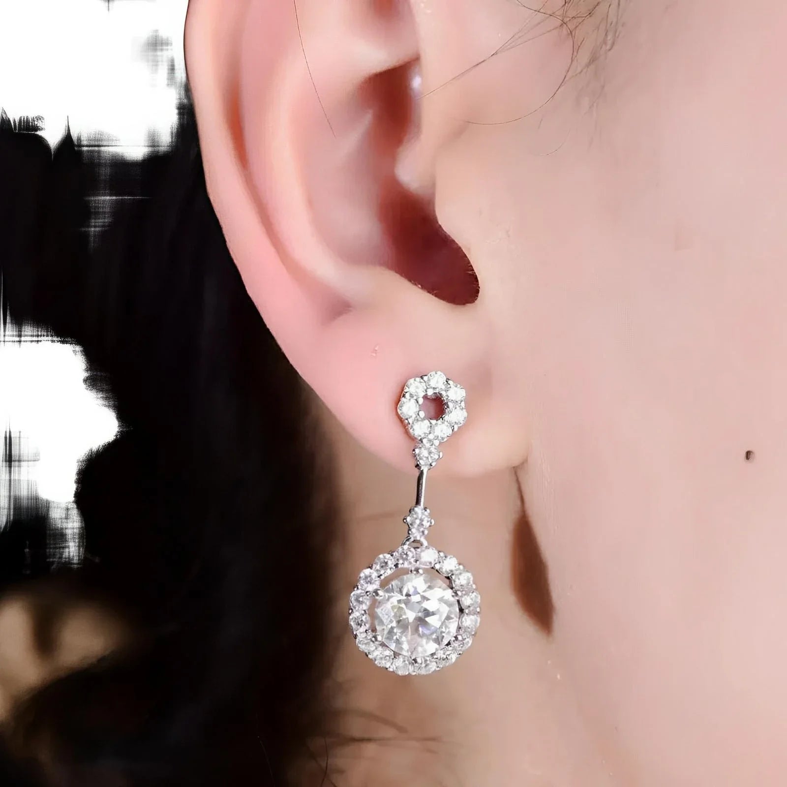 Earrings Platinum Moissanite 4ct Sterling Silver Pair