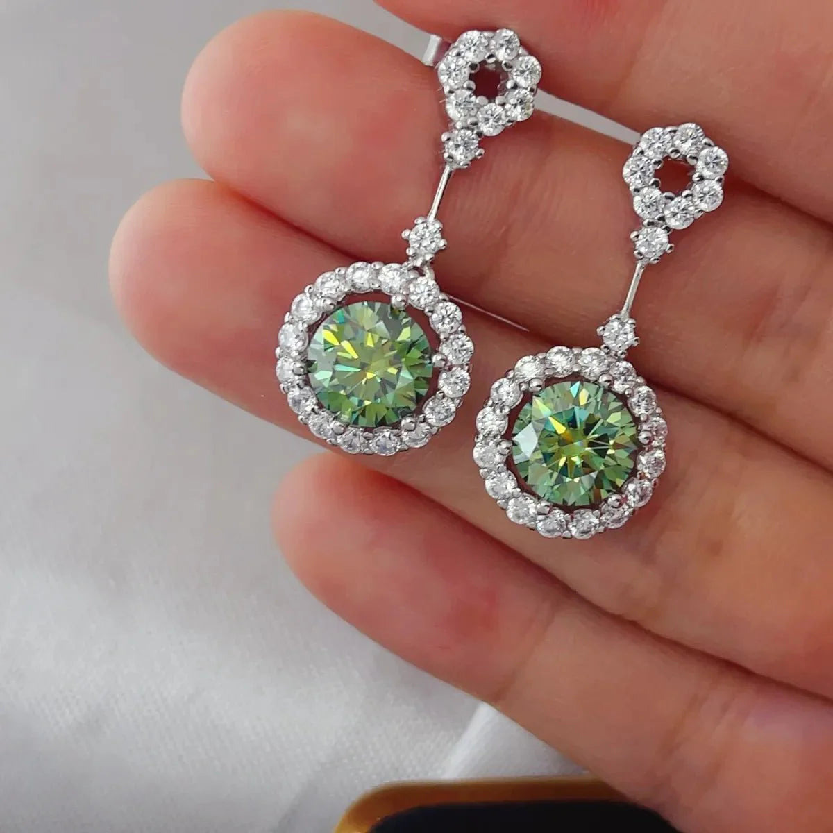 Earrings Platinum Moissanite 4ct Sterling Silver Pair