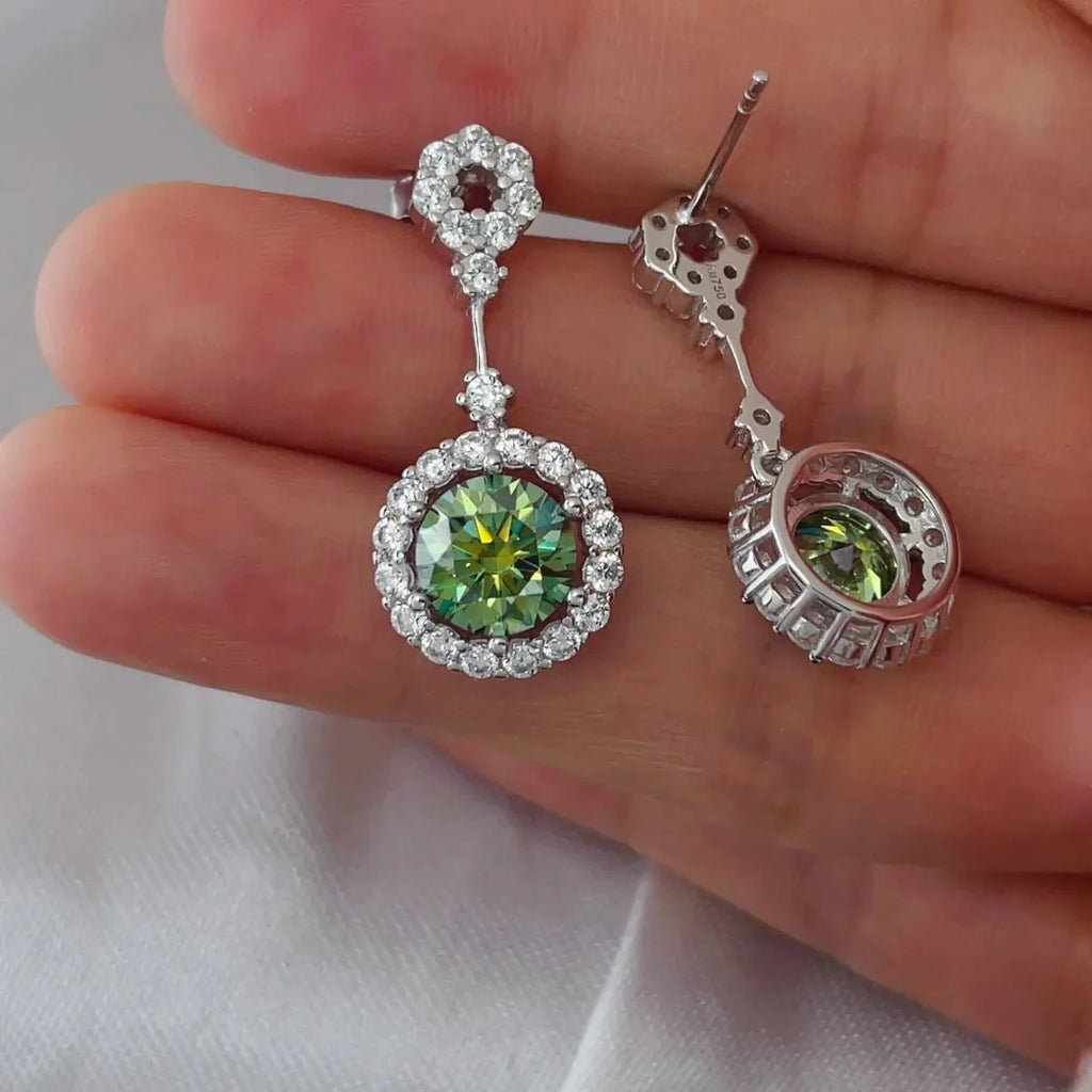 Earrings Platinum Moissanite 4ct Sterling Silver Pair