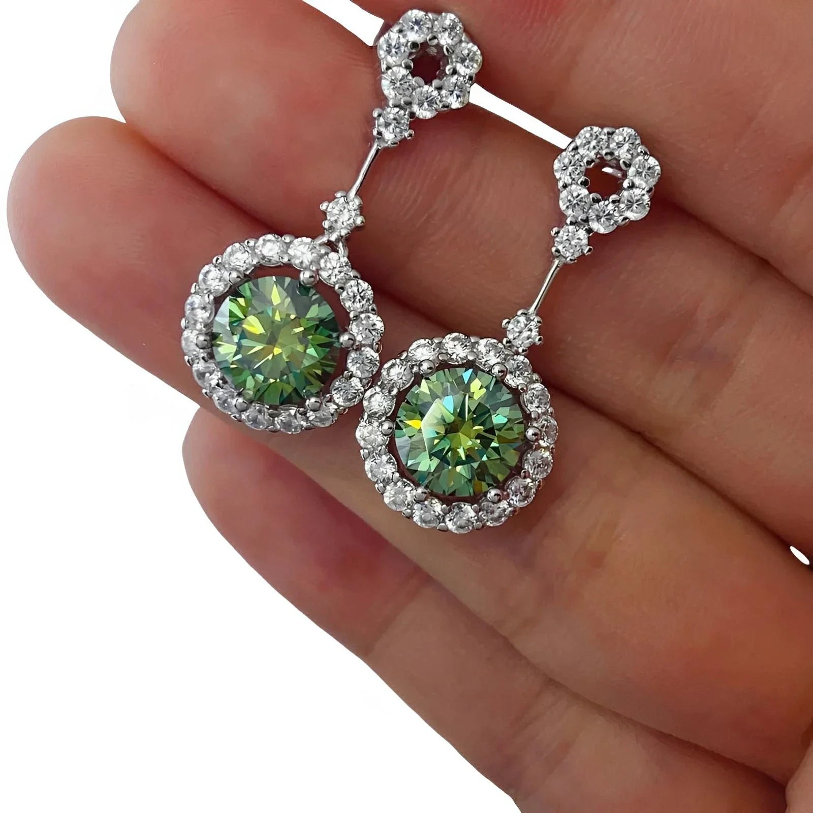 Earrings Platinum Moissanite 4ct Sterling Silver Pair