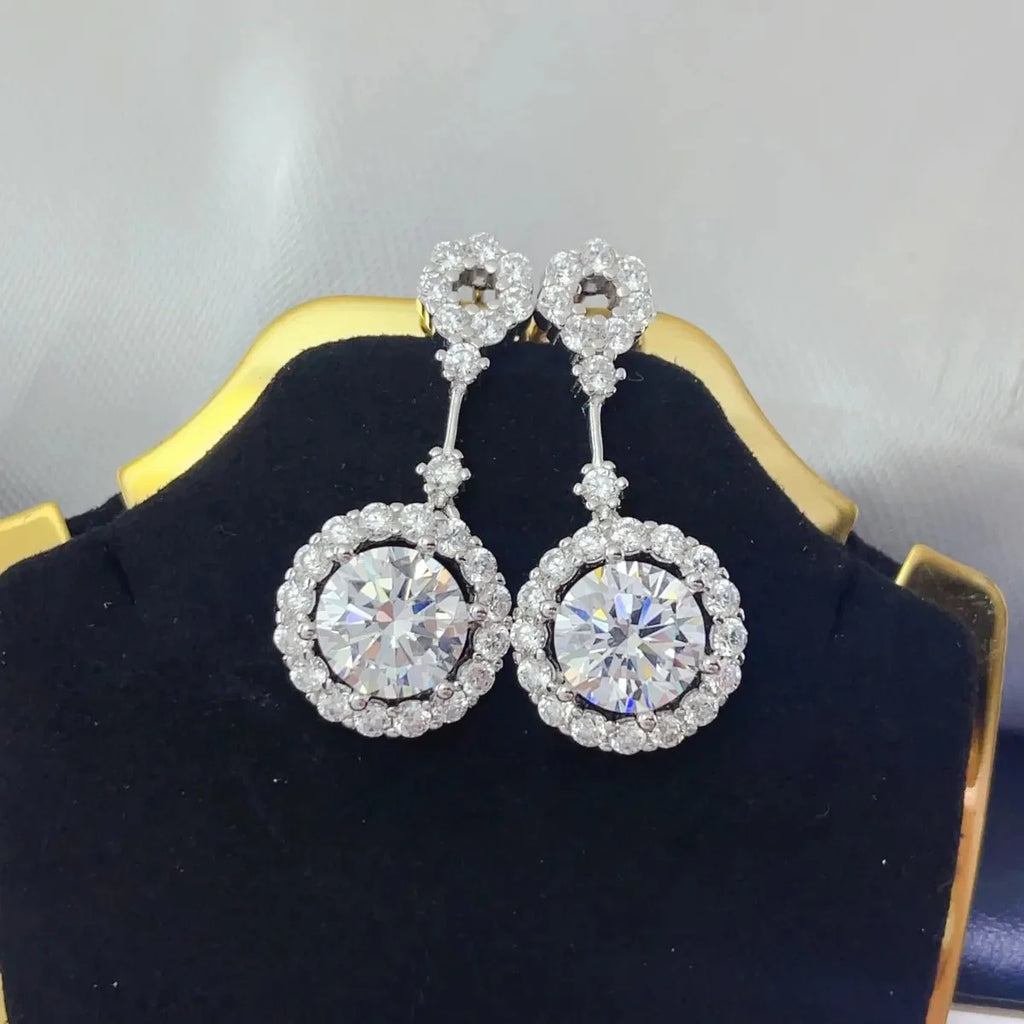 Earrings Platinum Moissanite 4ct Sterling Silver Pair