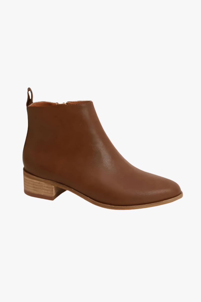 Heels PU Leather Block Boots – Versatile Low Heel Design