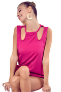 Top Rib Knit Shoulder Cut-Out for Everyday Modern Style