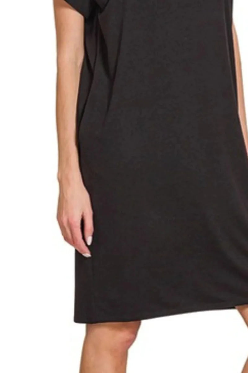 Dress Rolled Short Sleeve Round Neck for Everyday Wear