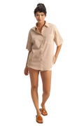 Short Sleeve Button Down Oversized Shirt for Women
