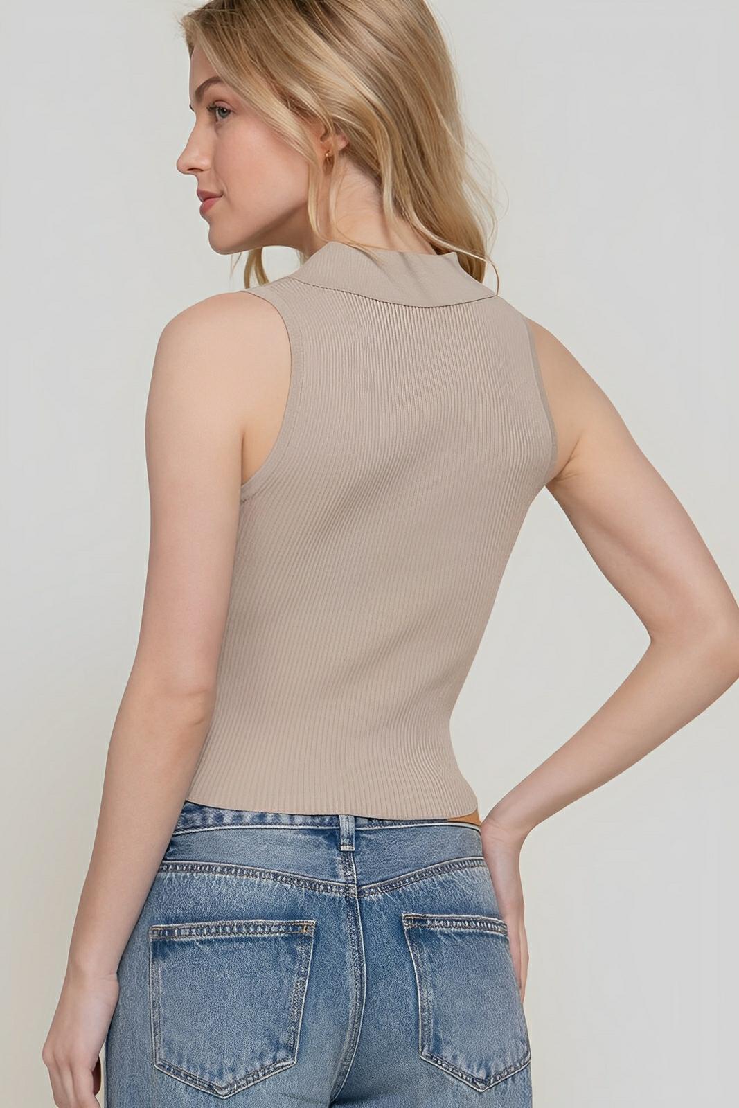 T-Shirt - Sleeveless Polo Spring Sweater