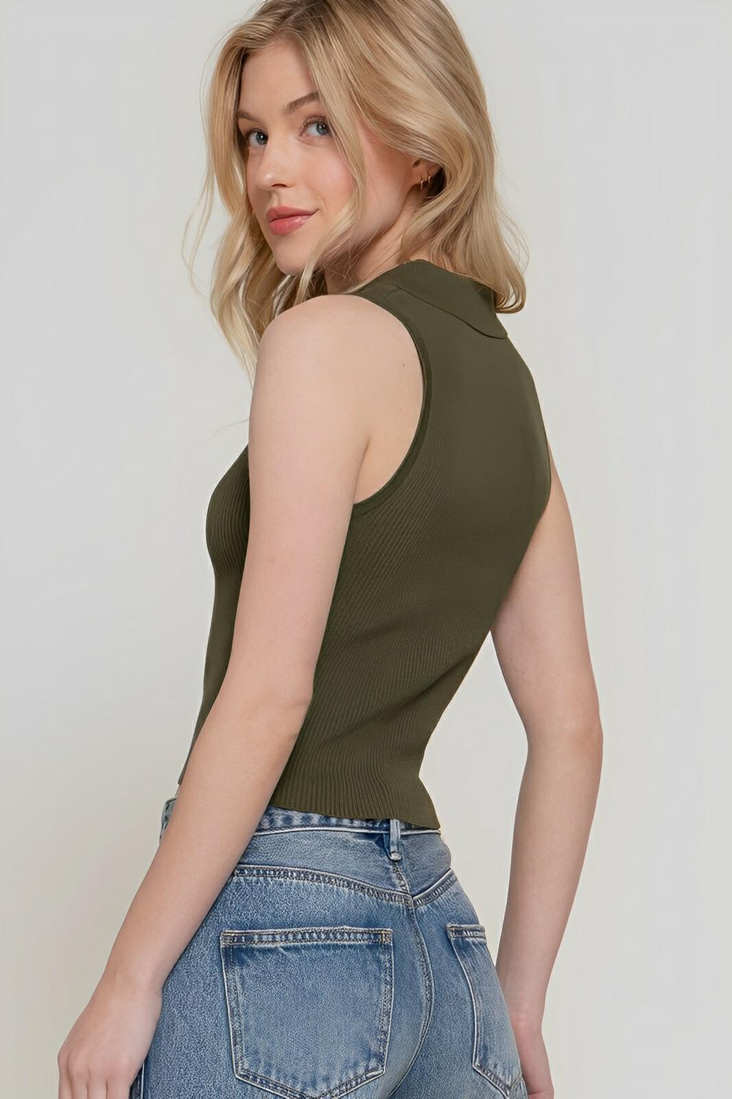 T-Shirt - Sleeveless Polo Spring Sweater