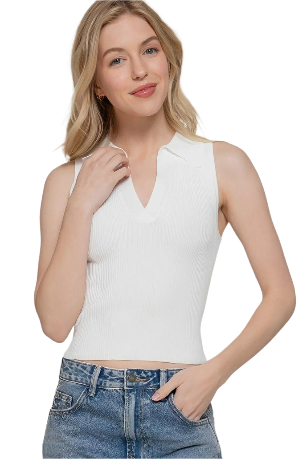T-Shirt - Sleeveless Polo Spring Sweater