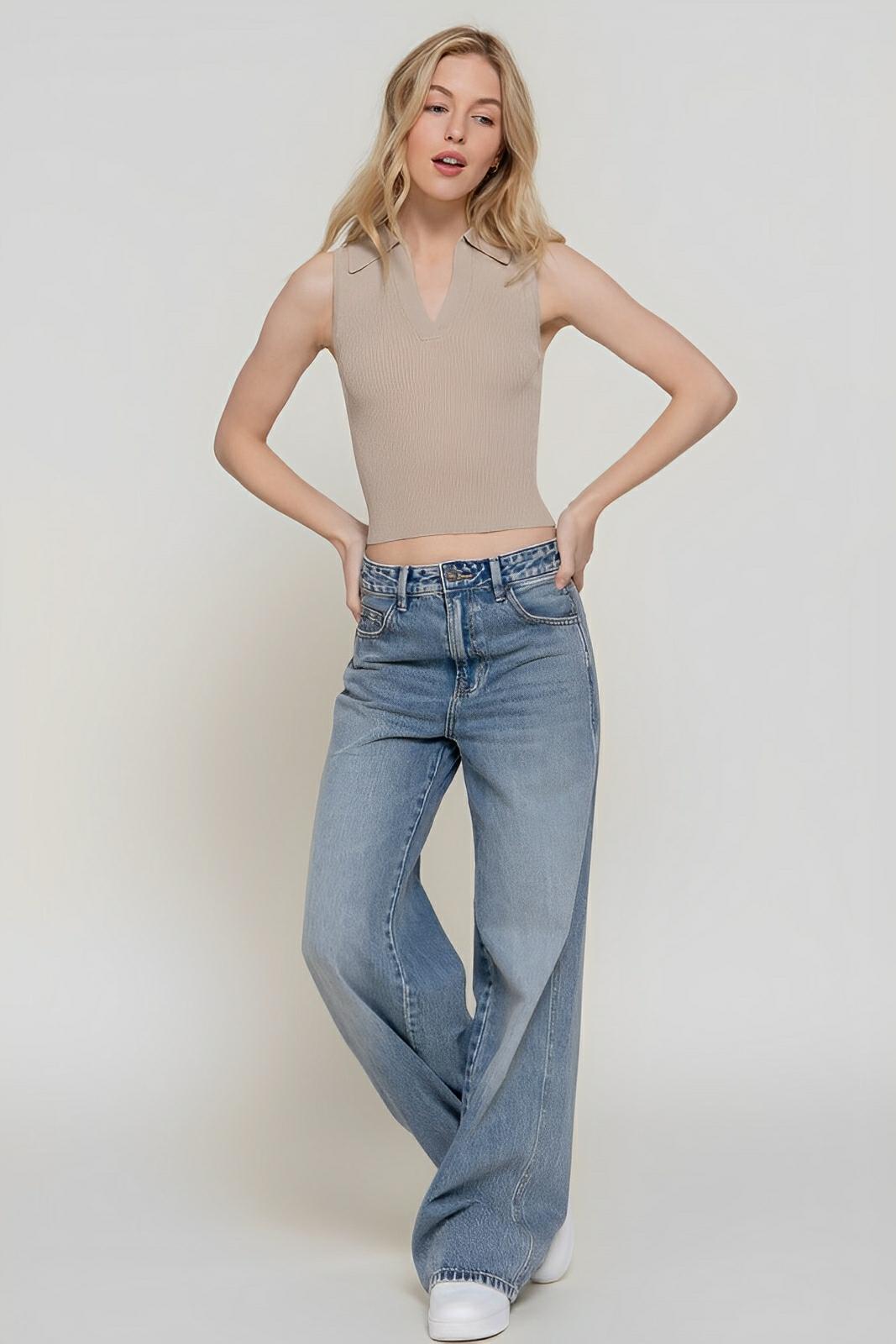 T-Shirt - Sleeveless Polo Spring Sweater