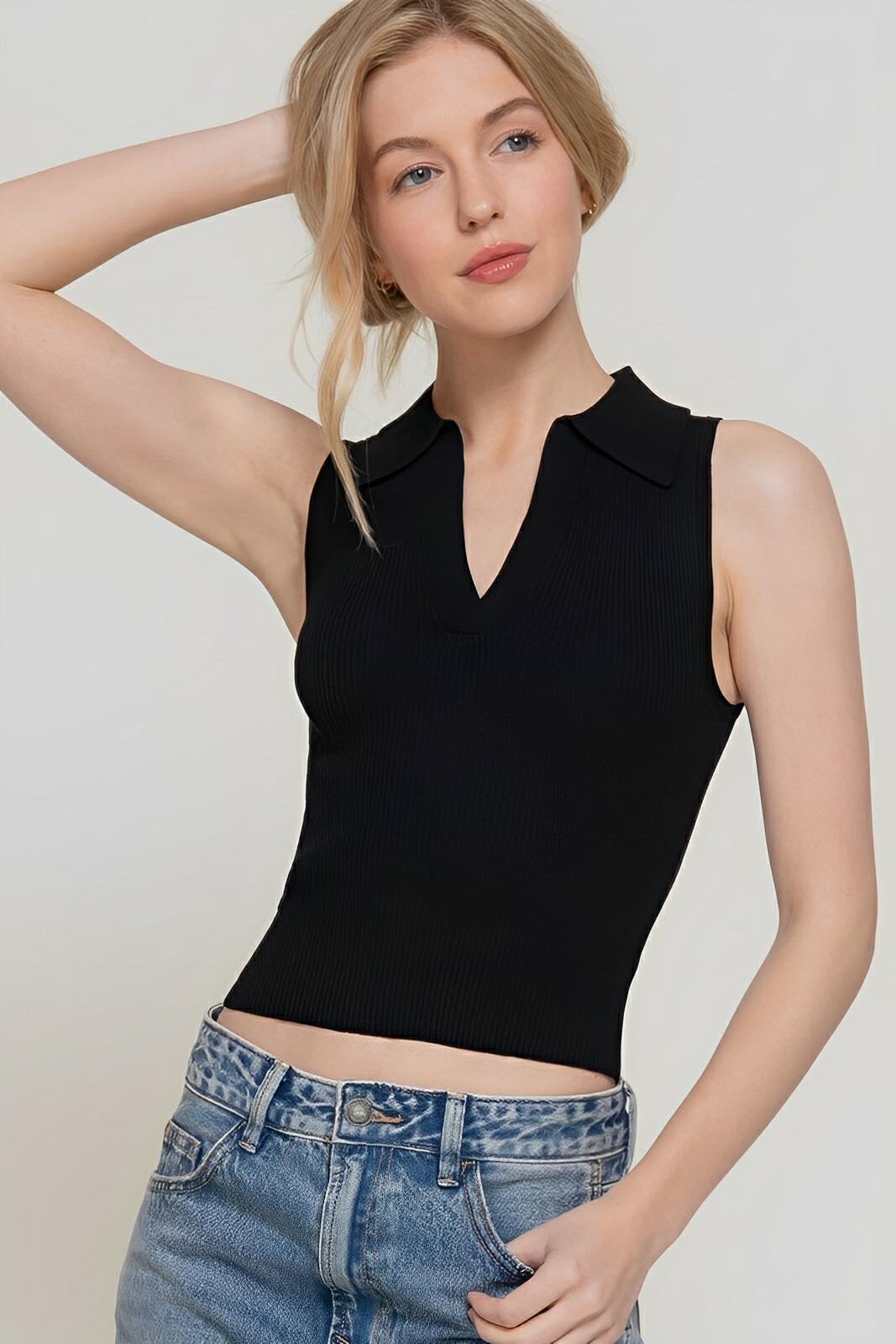 T-Shirt - Sleeveless Polo Spring Sweater