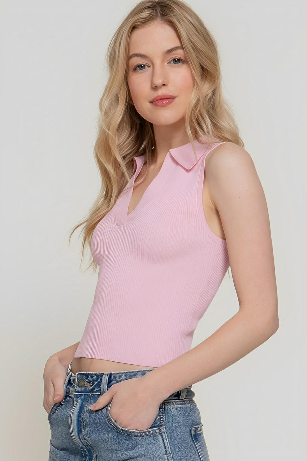 T-Shirt - Sleeveless Polo Spring Sweater