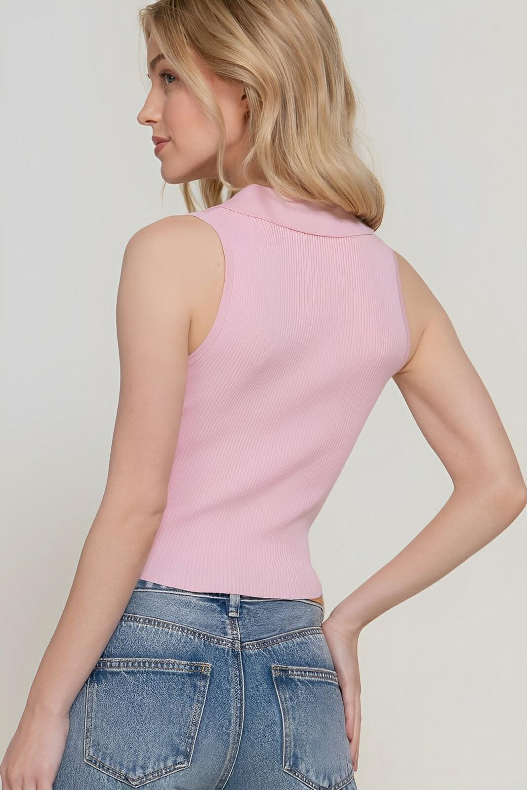 T-Shirt - Sleeveless Polo Spring Sweater