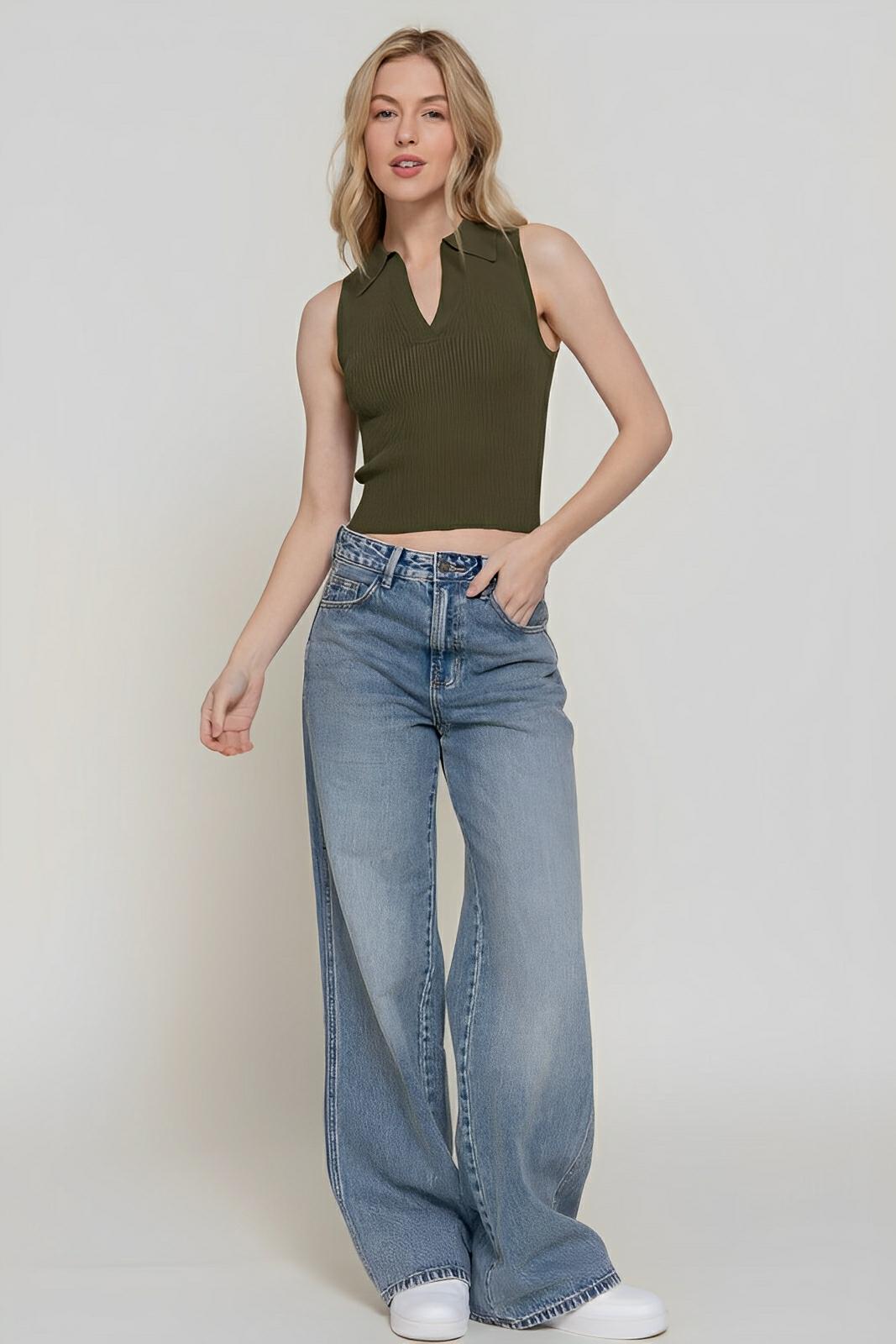T-Shirt - Sleeveless Polo Spring Sweater