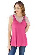V-Neck Lace Trim Tank Top For Layered Everyday Wear