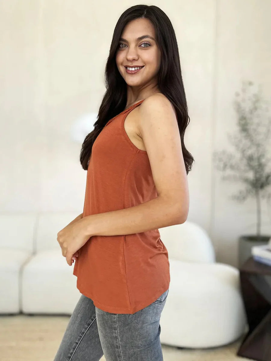 V-Neck Lace Trim Tank Top For Layered Everyday Wear
