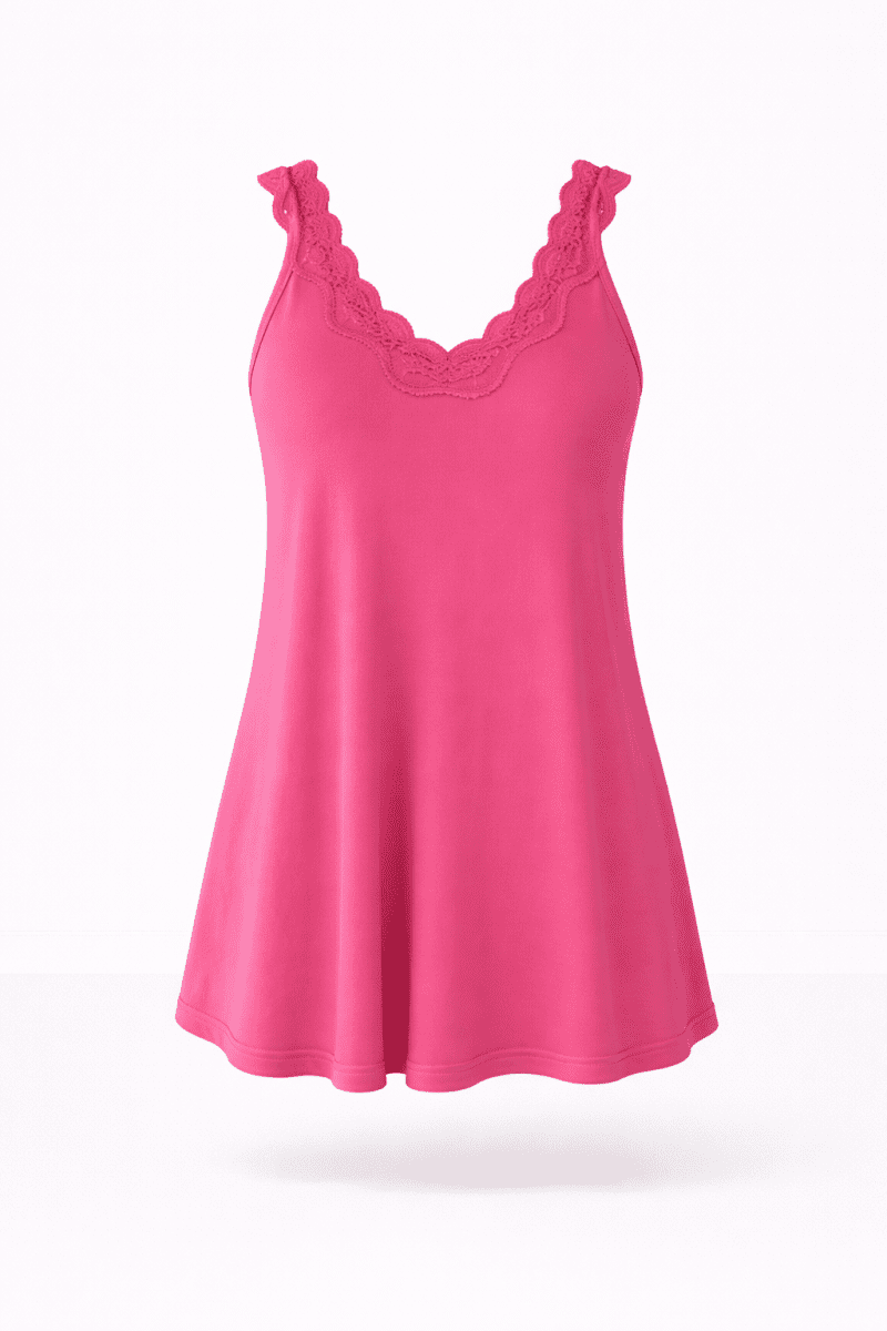 V-Neck Lace Trim Tank Top For Layered Everyday Wear
