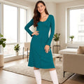 Women's Chevron Pattern Bodycon Midi Dress with V-Neck Long Sleeves