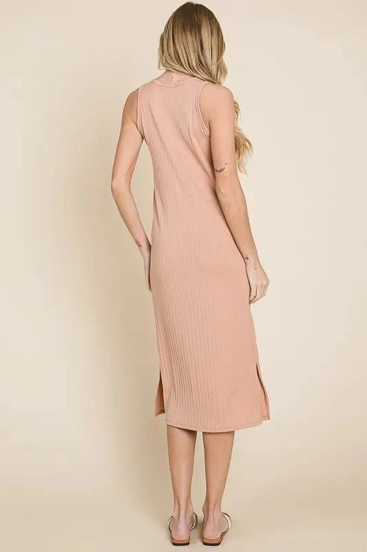 Womens Ribbed Knit Sleeveless Midi Dress for Versatile Styling