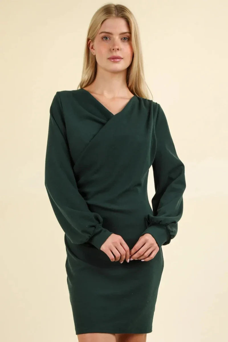Women's Ruched Detail Bodycon Mini Dress with Asymmetrical Design