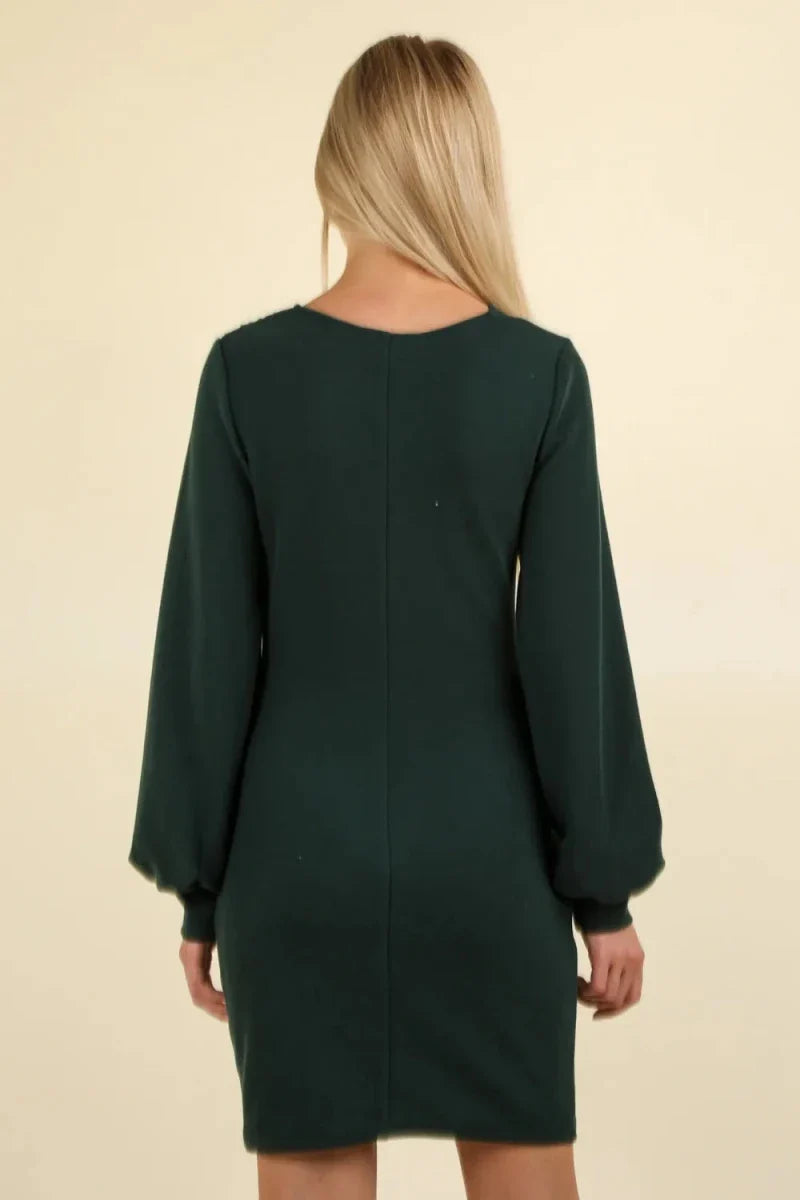 Women's Ruched Detail Bodycon Mini Dress with Asymmetrical Design