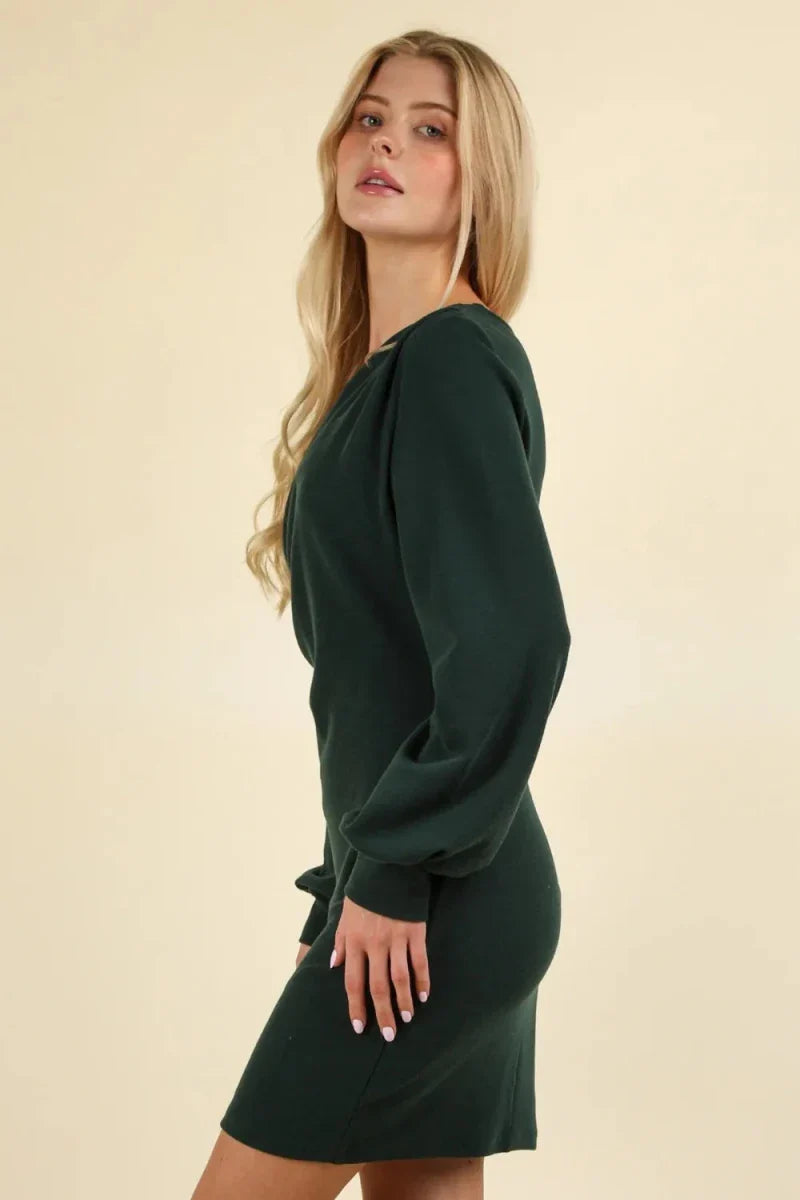 Women's Ruched Detail Bodycon Mini Dress with Asymmetrical Design