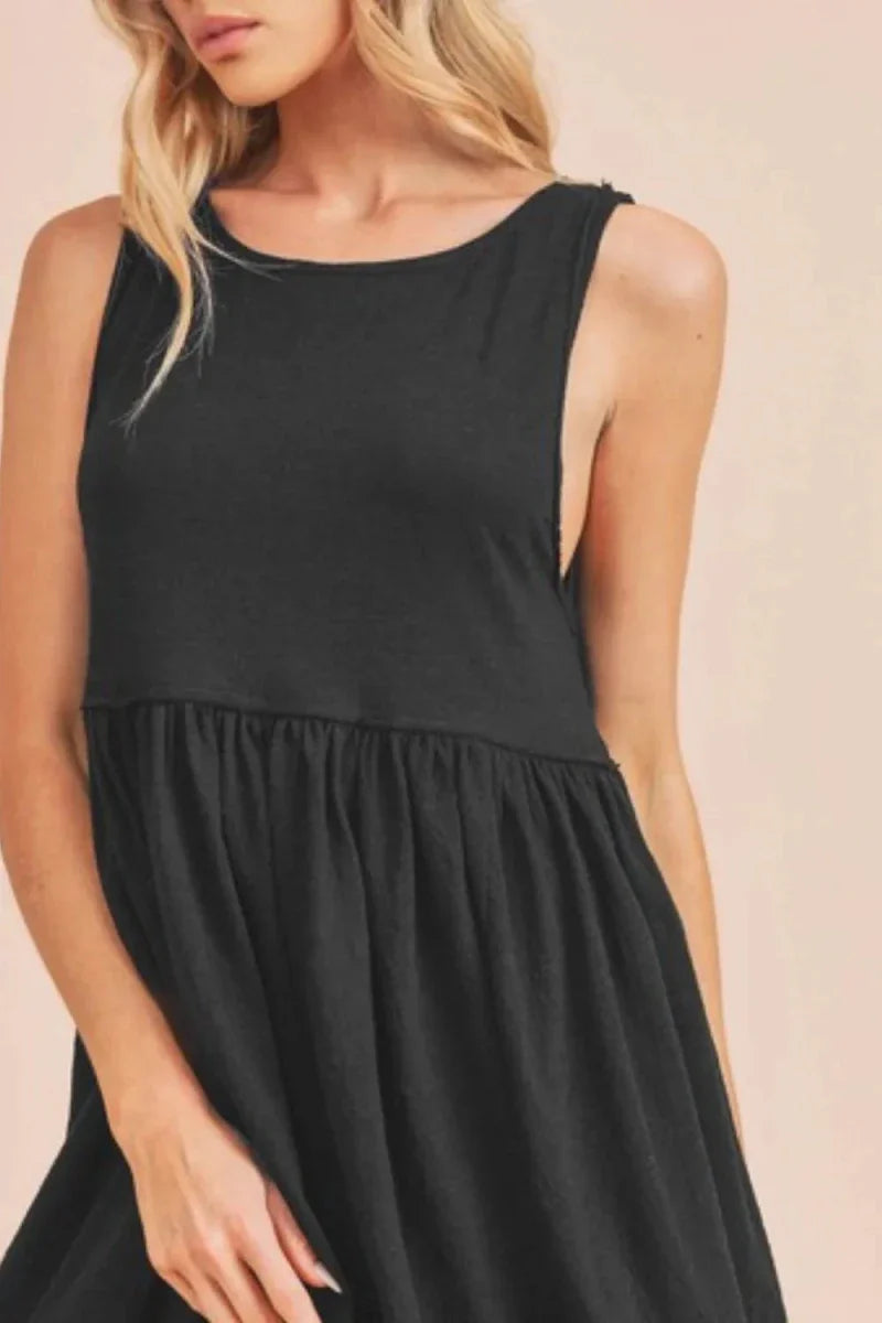 Women's Ruched Round Neck Mini Tank Dress