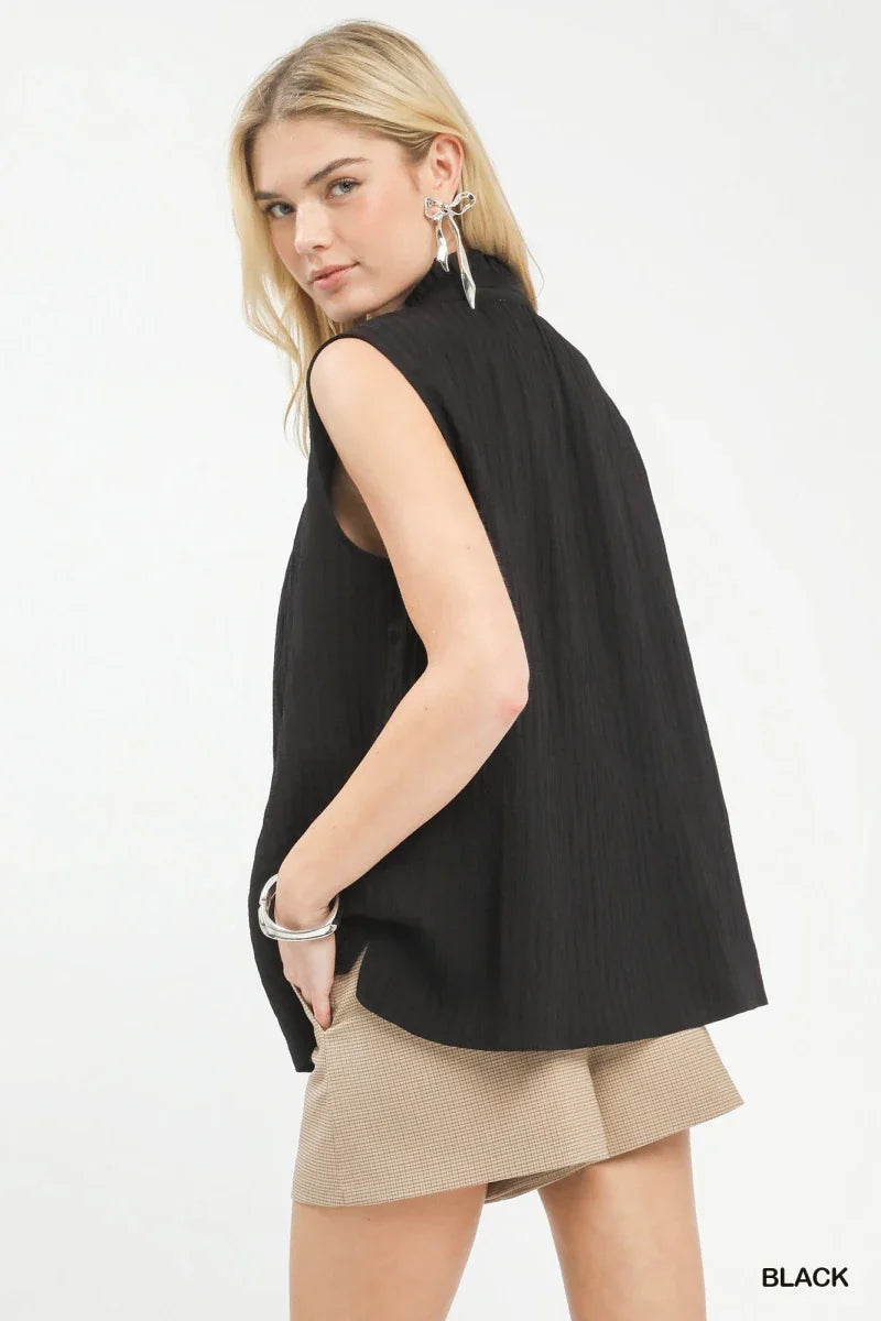 Women's Textured Split Neck Boho Blouse