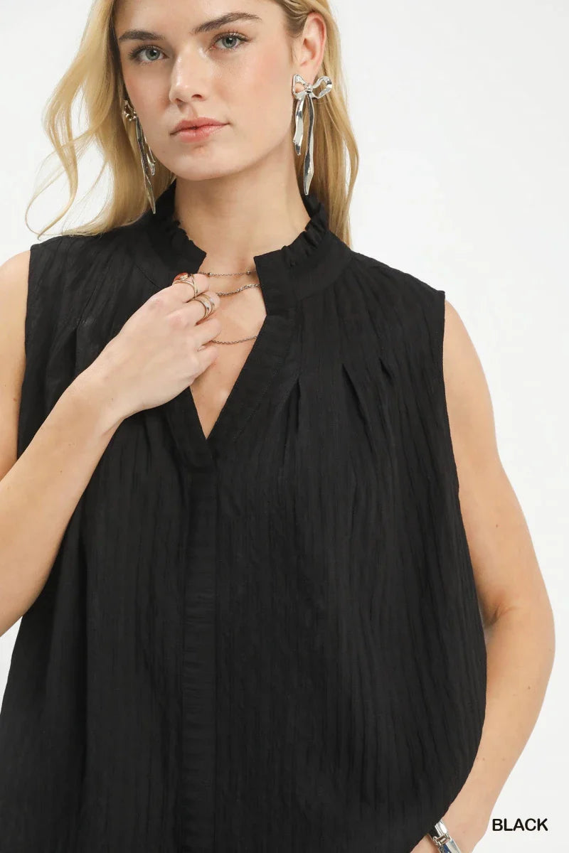 Women's Textured Split Neck Boho Blouse